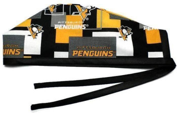 Men's Unlined Surgical Scrub Hat Cap made with Pittsburgh Penguins New Block fabric Men's Unlined Surgical Scrub Hat Cap made with Pittsburgh Penguins New Block fabric