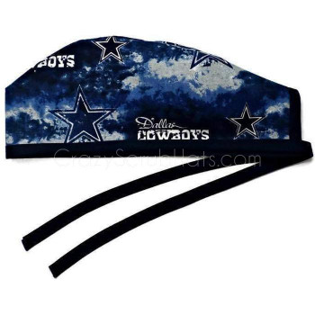 Men's Unlined Surgical Scrub Hat Cap made with Dallas Cowboys Tie-Dye fabric Men's Unlined Surgical Scrub Hat Cap made with Dallas Cowboys Tie-Dye fabric