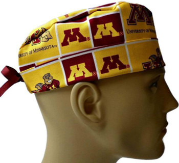 Men's Adjustable Fold-Up Cuffed or Uncuffed Surgical Scrub Hat Cap made with Minnesota Gophers fabric Men's Adjustable Fold-Up Cuffed or Uncuffed Surgical Scrub Hat Cap made with Minnesota Gophers fabric