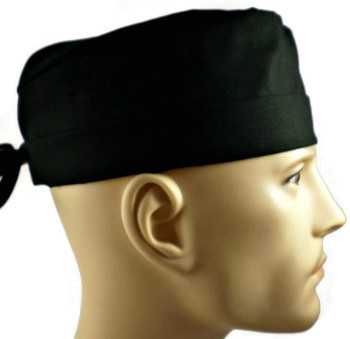 Men's Adjustable Fold-Up Cuffed or Uncuffed Surgical Scrub Hat Cap made with Black Solid fabric Men's Adjustable Fold-Up Cuffed or Uncuffed Surgical Scrub Hat Cap made with Black Solid fabric
