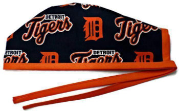 Men's Unlined Surgical Scrub Hat Cap made with Detroit Tigers Navy fabric Men's Unlined Surgical Scrub Hat Cap made with Detroit Tigers Navy fabric