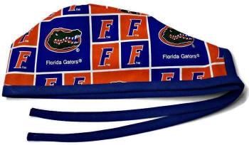 Men's Unlined Surgical Scrub Hat Cap made with Florida Gators Squares fabric Men's Unlined Surgical Scrub Hat Cap made with Florida Gators Squares fabric