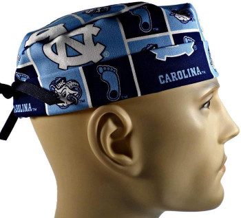 Men's Adjustable Fold-Up Cuffed or Uncuffed Surgical Scrub Hat Cap made with North Carolina Tarheels Squares fabric Men's Adjustable Fold-Up Cuffed or Uncuffed Surgical Scrub Hat Cap made with North Carolina Tarheels Squares fabric