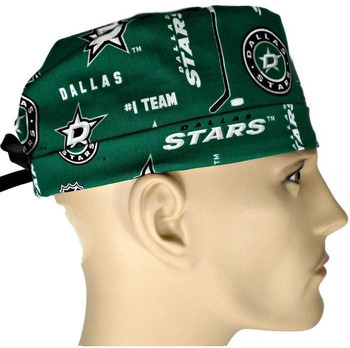 Men's Adjustable Fold-Up Cuffed or Uncuffed Surgical Scrub Hat Cap made with Dallas Stars Fabric fabric Men's Adjustable Fold-Up Cuffed or Uncuffed Surgical Scrub Hat Cap made with Dallas Stars Fabric fabric