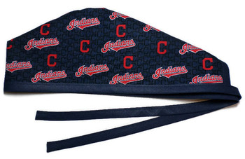 Men's Unlined Surgical Scrub Hat Cap made with Cleveland Indians Mini fabric Men's Unlined Surgical Scrub Hat Cap made with Cleveland Indians Mini fabric