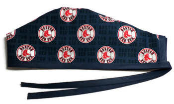 Men's Unlined Surgical Scrub Hat Cap made with Boston Red Sox Mini fabric Men's Unlined Surgical Scrub Hat Cap made with Boston Red Sox Mini fabric