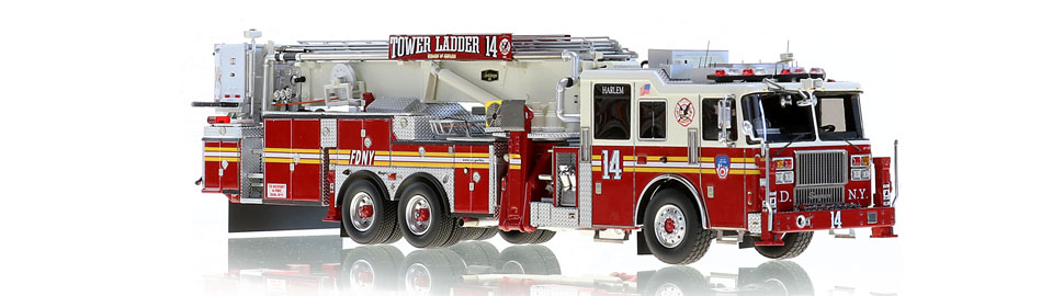 FDNY Tower Ladder 14 features razor sharp precision.