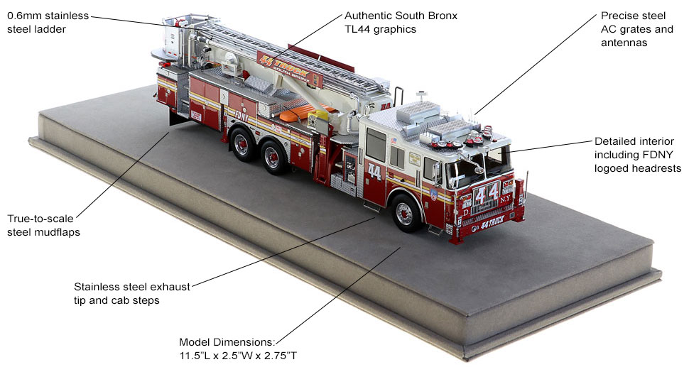 Order your FDNY Tower Ladder 44 scale model today!