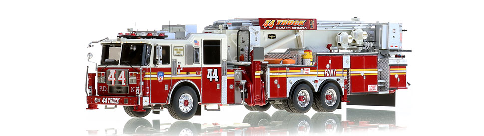 FDNY Tower Ladder 44 features razor sharp precision.