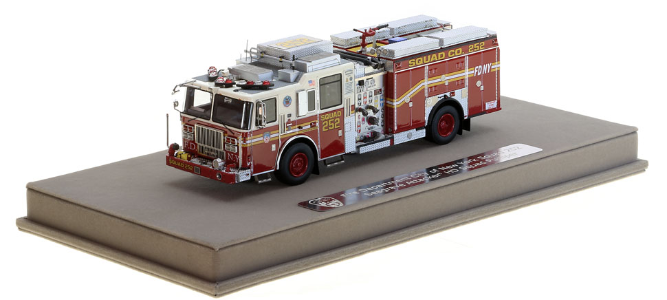 FDNY Squad 252 scale model includes a display case