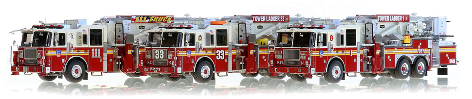 FDNY Tower Ladders 1, 33 and 111