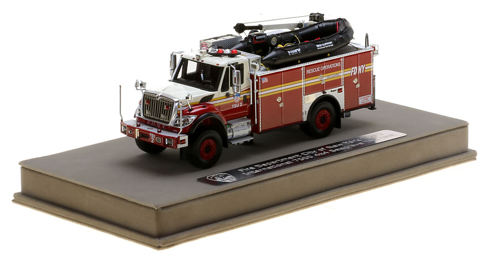 FDNY TSU 2 scale model includes a display-ready case