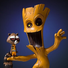 Groot And Rocket Animated Statue