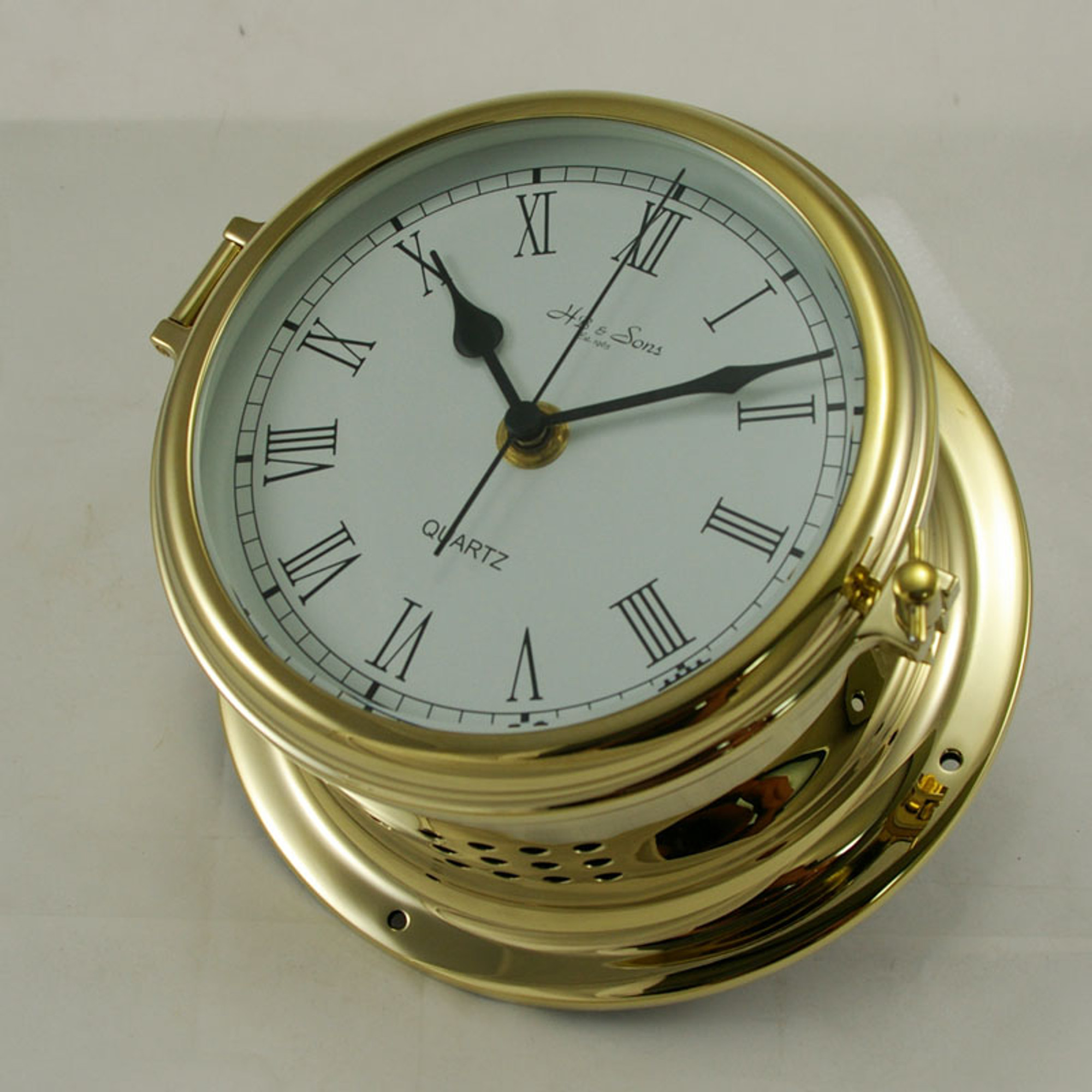 Ship's Clock Solid Brass Nautical Royal Mariner HB & Sons Captains
