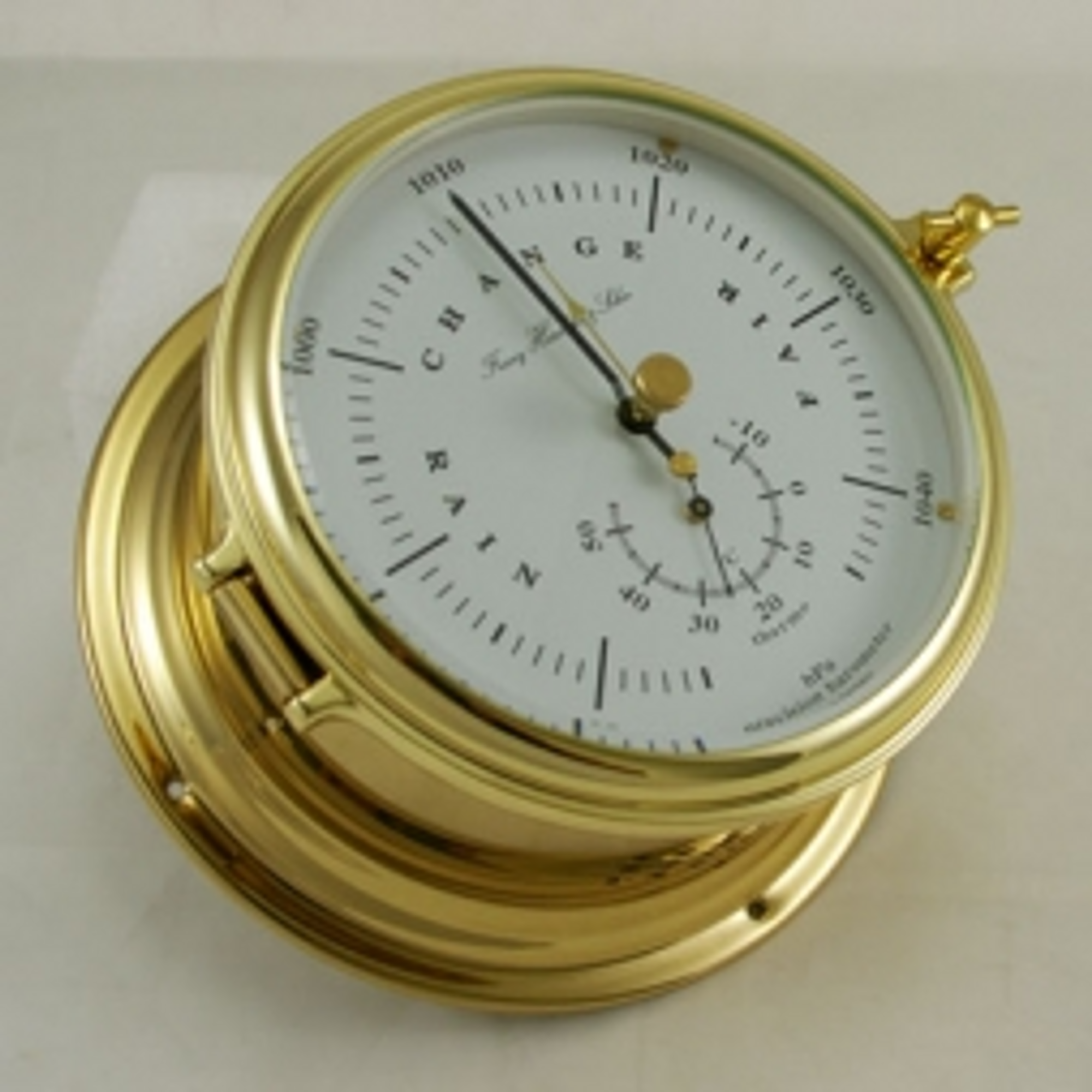 Ships Barometer Thermometer Solid Brass Hermle Nautical Yacht Royal