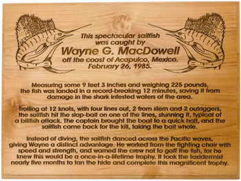 Custom Trophy Fish story Plaque. Commemorate your great fishing store and hang this plaque below your trophy fish! Deeply Engraved and easy to read from a distance! Custom Trophy Fish story Plaque. Commemorate your great fishing store and hang this plaque below your trophy fish! Deeply Engraved and easy to read from a distance!