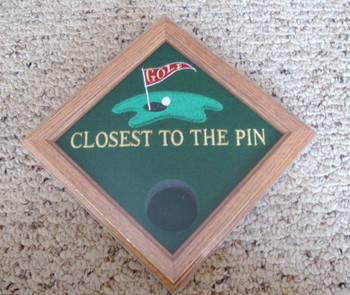 This "Closest to the Pin" award display box will showcase your tournament ball in a fantastic setting. Commemorate your tournament logo or sponsors and the players achievement in one award. This "Closest to the Pin" award display box will showcase your tournament ball in a fantastic setting. Commemorate your tournament logo or sponsors and the players achievement in one award.