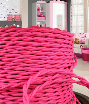 Pink Cloth Covered Vintage Wire Pink Cloth Covered Vintage Wire