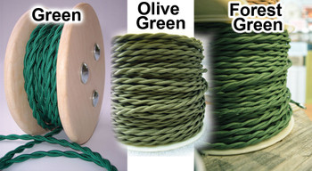Forest Green Cloth-Covered Twisted Electrical Wire - 18 Gauge - Bulk Roll Forest Green Cloth-Covered Twisted Electrical Wire - 18 Gauge - Bulk Roll