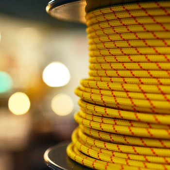 Yellow fabric wire red ticks Yellow fabric wire red ticks