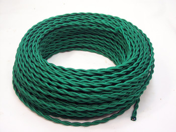 Green Rayon Cloth-Covered Twisted Electrical Wire - 18 Gauge - Bulk Roll Green Rayon Cloth-Covered Twisted Electrical Wire - 18 Gauge - Bulk Roll