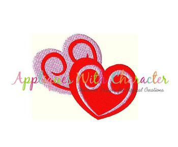 Double Hearts Filled Stitch Embroidery Design Double Hearts Filled Stitch Embroidery Design