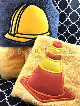Construction Hat and Cone Peeker Applique Set Construction Hat and Cone Peeker Applique Set