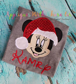 Miss Mouse w/ Santa Hat Applique Design Miss Mouse w/ Santa Hat Applique Design