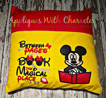 Mr Mouse with Book Applique Design Mr Mouse with Book Applique Design