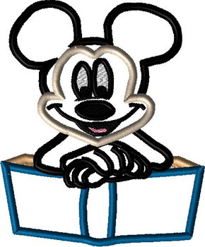 Mr Mouse with Book Applique Design Mr Mouse with Book Applique Design