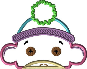 Girl Sock Monkey Peeker Applique Design Girl Sock Monkey Peeker Applique Design