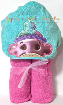 Girl Sock Monkey Peeker Applique Design Girl Sock Monkey Peeker Applique Design