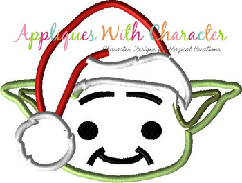 Yoda Star Battles with Santa Hat Applique Design Yoda Star Battles with Santa Hat Applique Design