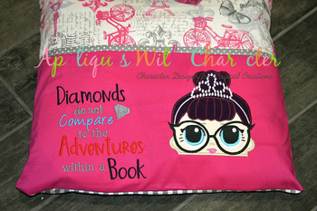 IT Baby Audrey Hepburn Peeker Applique Design and Diamond Book Embroidery Saying IT Baby Audrey Hepburn Peeker Applique Design and Diamond Book Embroidery Saying