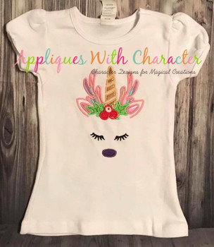 Reindeer Unicorn Face Applique Design Reindeer Unicorn Face Applique Design