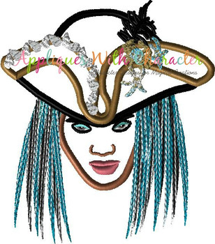 Pirate Girl Full Face Applique Design Pirate Girl Full Face Applique Design