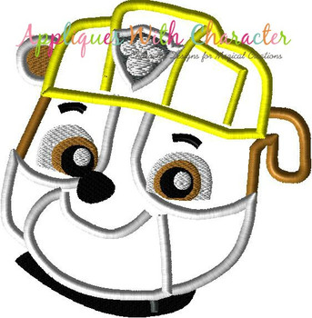 Pup Patrol Rubble Pup Full Face Applique Design Pup Patrol Rubble Pup Full Face Applique Design