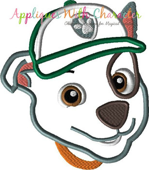 Pup Patrol Rockie Full Face Applique Design Pup Patrol Rockie Full Face Applique Design