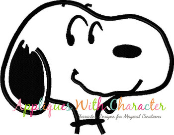 Peanuts White Dog Bust Applique Design Peanuts White Dog Bust Applique Design