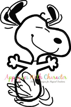 Peanuts White Dog Happy Dance Applique Design Peanuts White Dog Happy Dance Applique Design