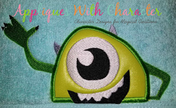 Green One Eyed Monster Peeker Applique Design Green One Eyed Monster Peeker Applique Design
