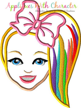 Jo Rainbow Hair Girl Applique Design Jo Rainbow Hair Girl Applique Design