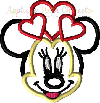 Miss Mouse with Hearts Applique Design Miss Mouse with Hearts Applique Design