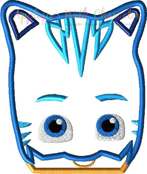 Hero Masked Cat Peeker Applique Design Hero Masked Cat Peeker Applique Design