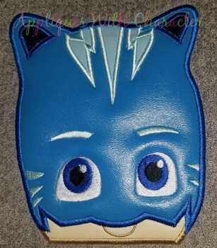 Hero Masked Cat Peeker Applique Design Hero Masked Cat Peeker Applique Design