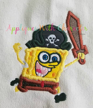 Sponge Bobby Pirate Applique Design Sponge Bobby Pirate Applique Design