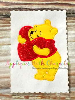 Honey Bear Holding Heart Applique Design Honey Bear Holding Heart Applique Design