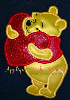 Honey Bear Holding Heart Applique Design Honey Bear Holding Heart Applique Design