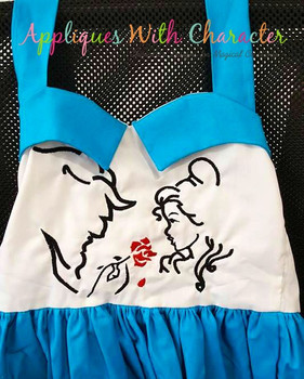 Beauty with Beast Silhouette Embroidery Design Beauty with Beast Silhouette Embroidery Design