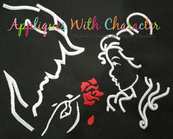 Beauty with Beast Silhouette Embroidery Design Beauty with Beast Silhouette Embroidery Design